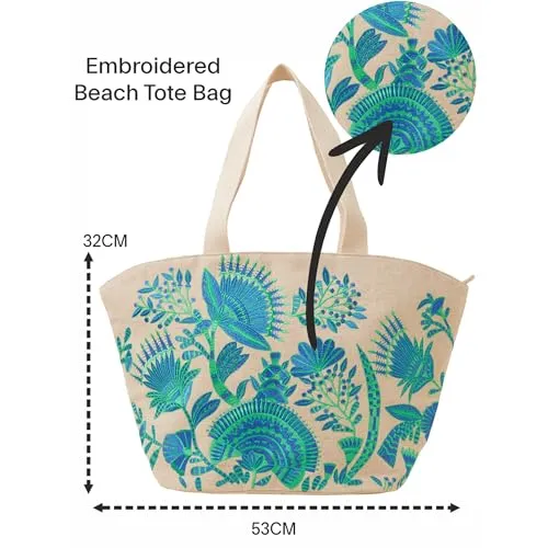 Accessorize London Women's Embroidered Beach Tote Bag