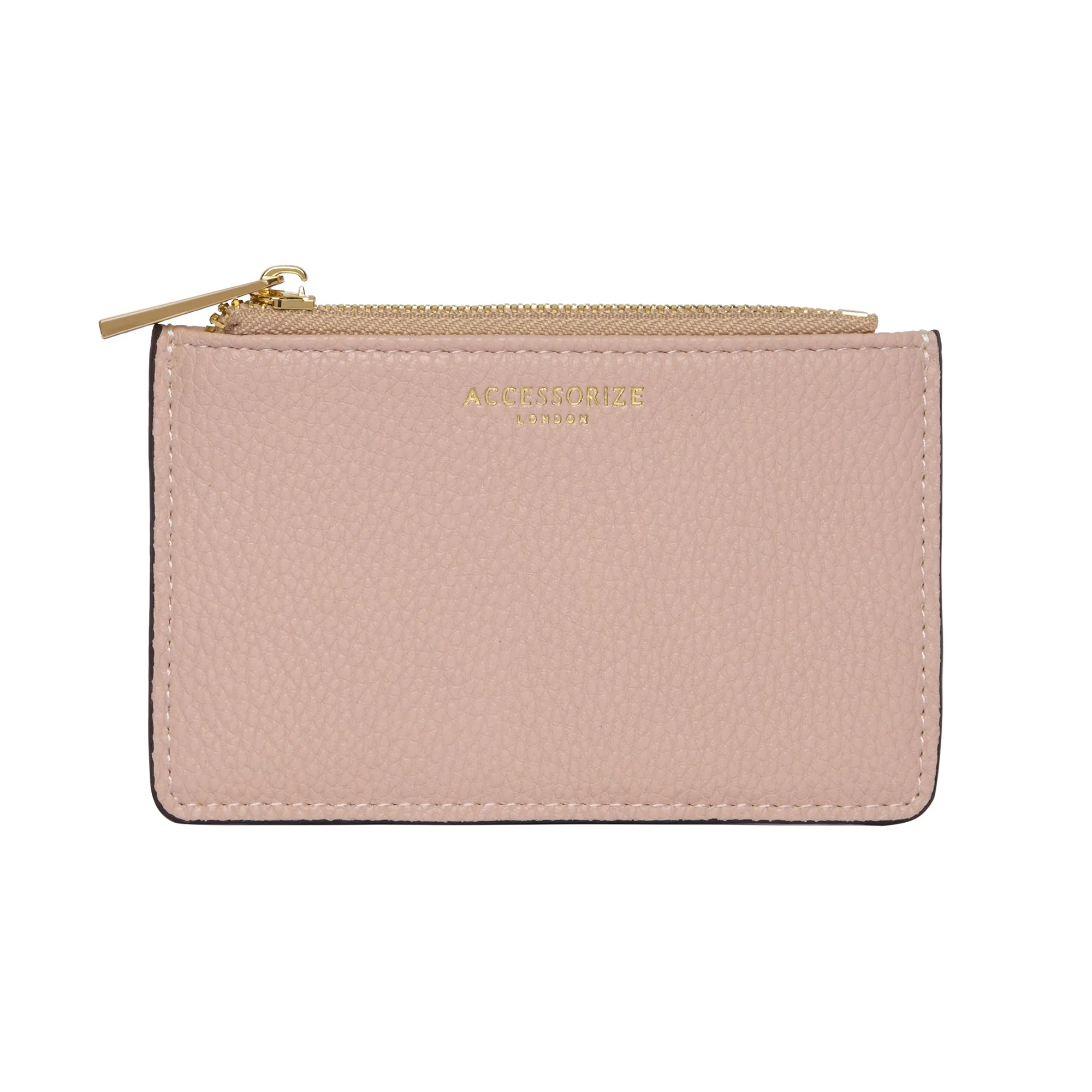 Accessorize London Women's Faux Leather Nude Plain Card Holder