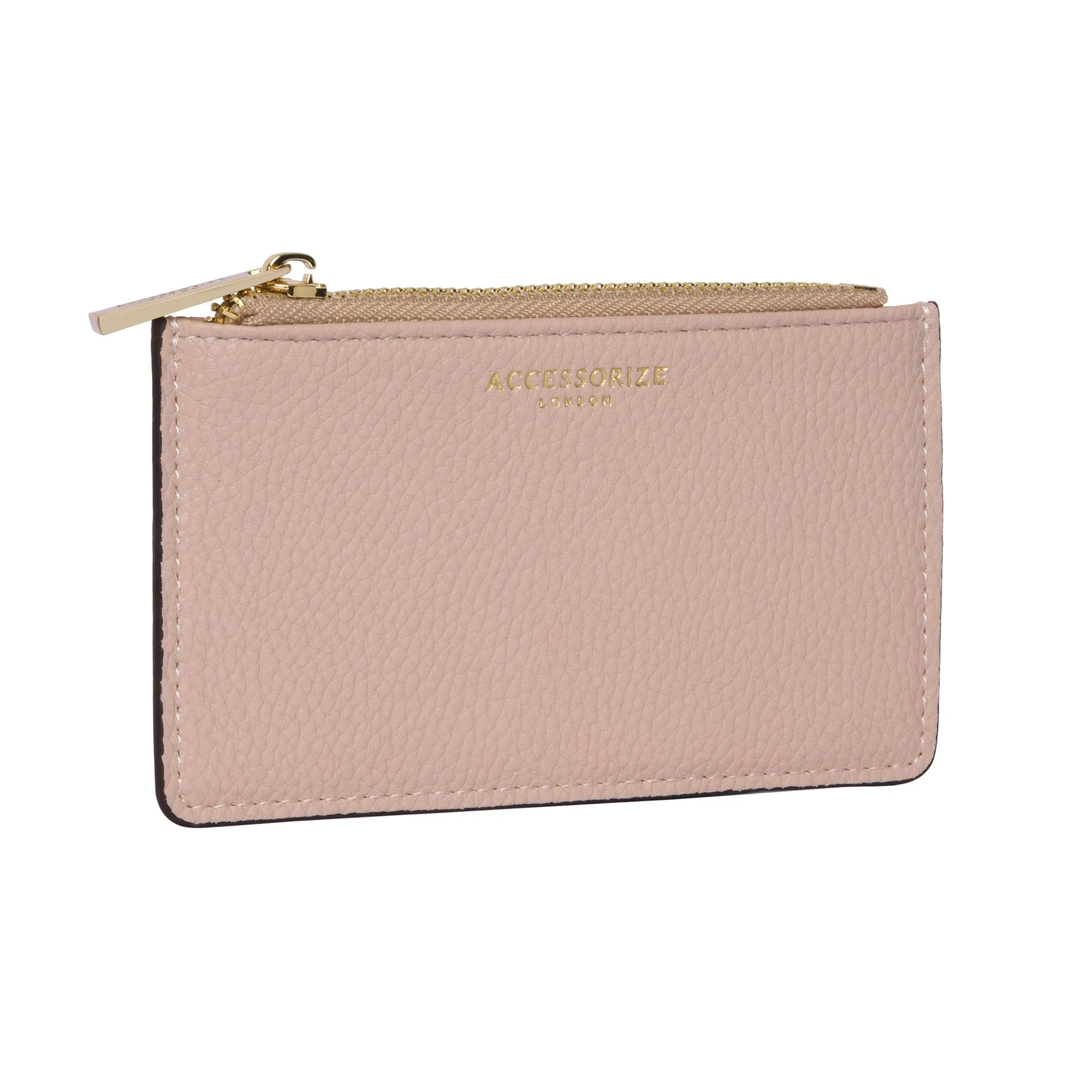 Accessorize London Women's Faux Leather Nude Plain Card Holder