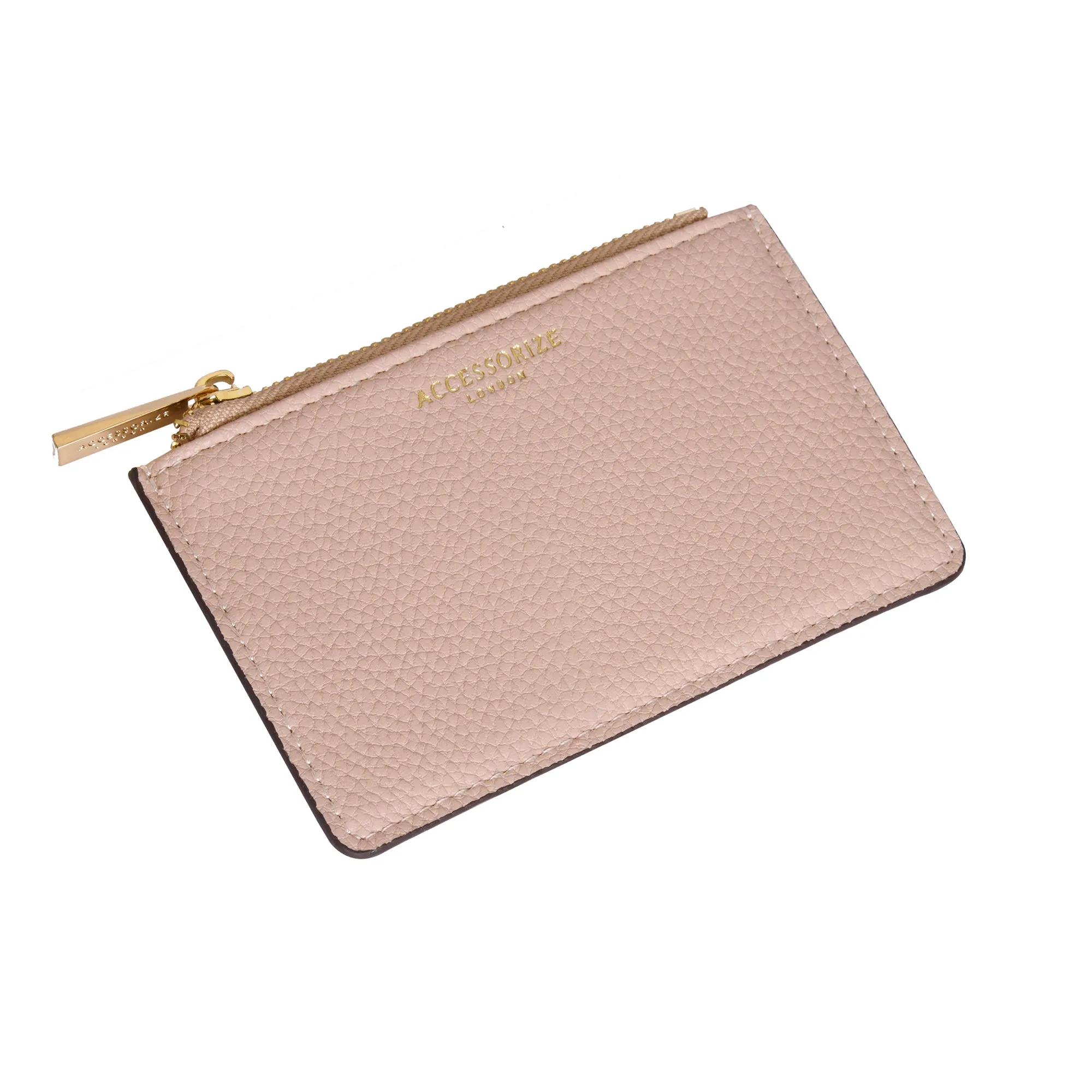 Accessorize London Women's Faux Leather Nude Plain Card Holder