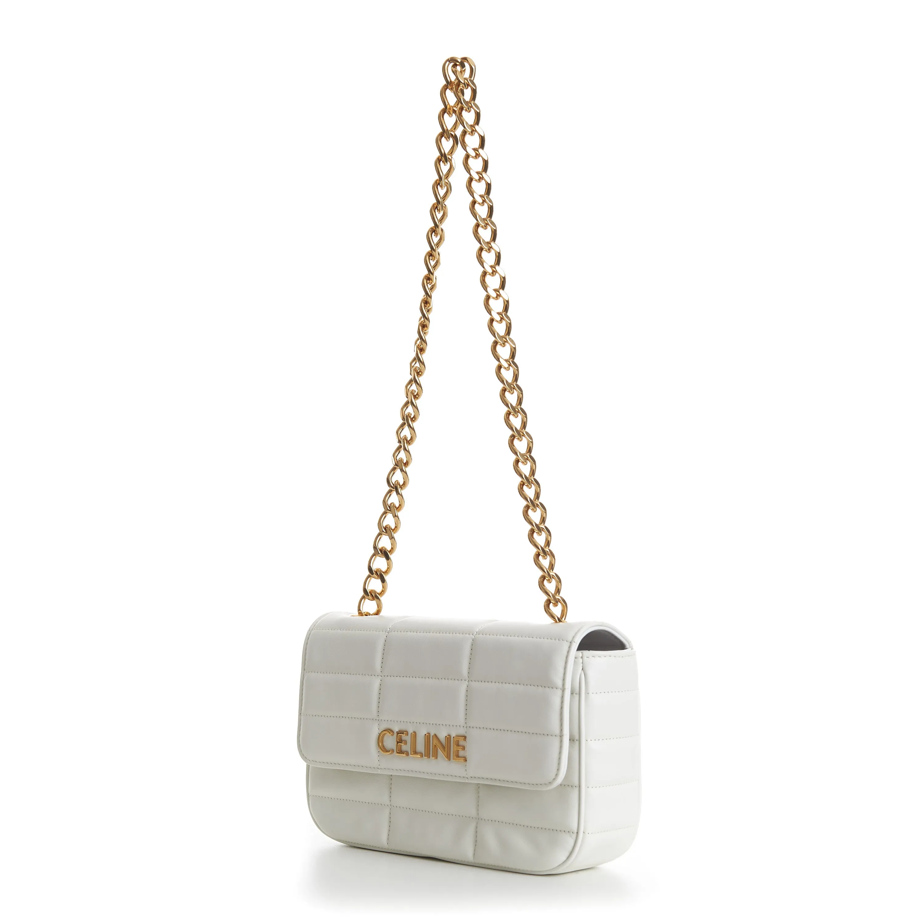 Arctic White Chain Shoulder Bag - Matelasse Quilted Calfskin