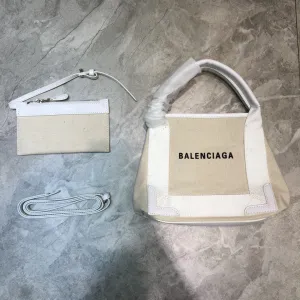 Balen Navy XS Tote Bag In White, For Women,  Bags 12.6in/32cm