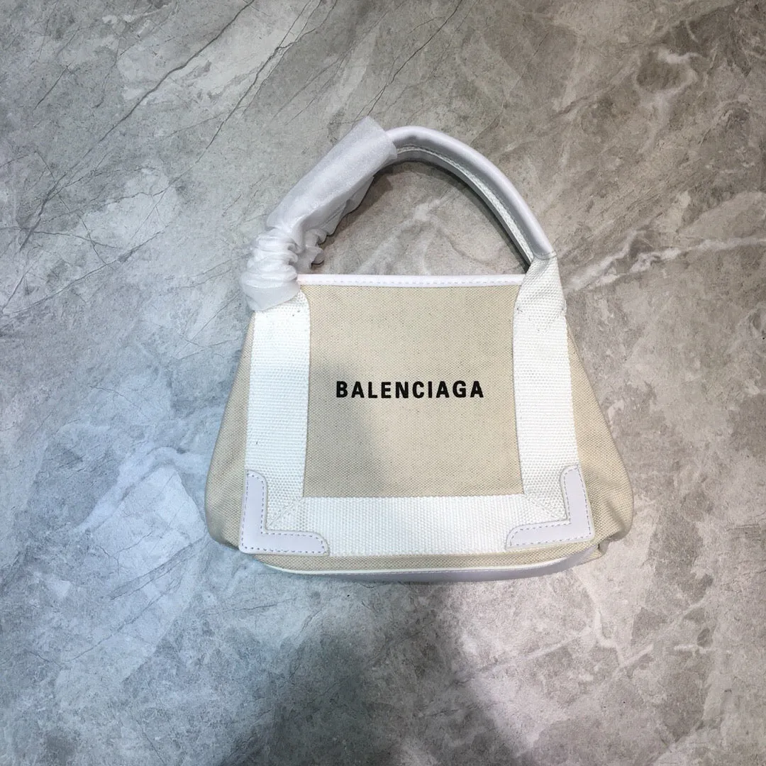 Balen Navy XS Tote Bag In White, For Women,  Bags 12.6in/32cm