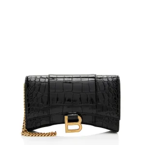 Balenciaga Shiny Croc Embossed Calfskin Hourglass Chain Bag (SHF-Le4cT4)