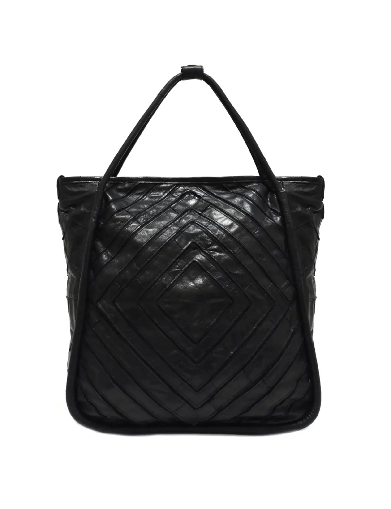 Benecio Leather Patchwork Tote, Black