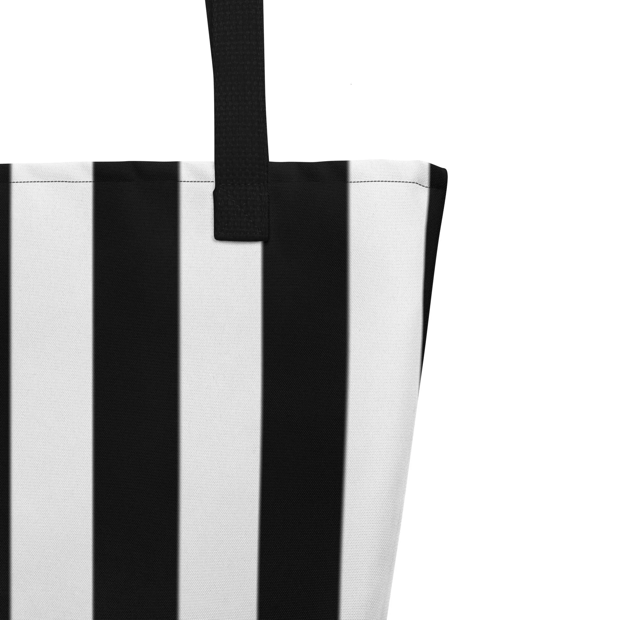 Black & White Mark Stripe Large Tote Bag | Pinup Couture