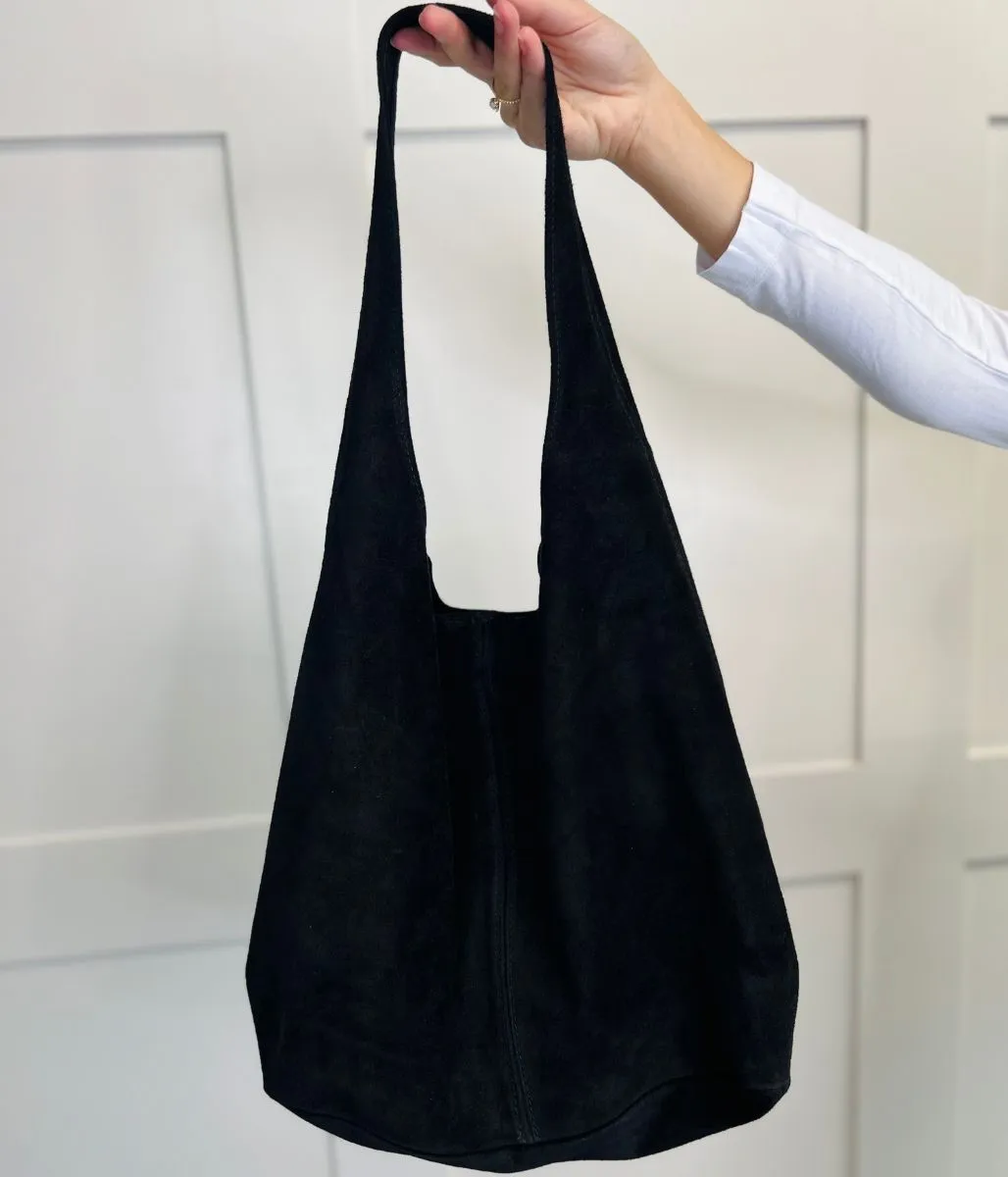 Black Suede Tote Bag