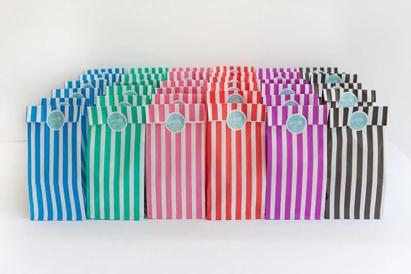 Candy Striped Party Bags Black (12 Pack)