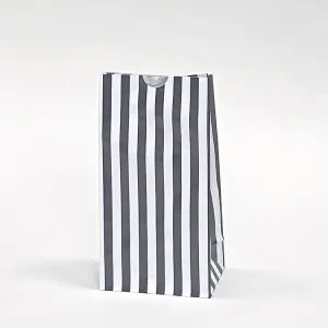 Candy Striped Party Bags Black (12 Pack)