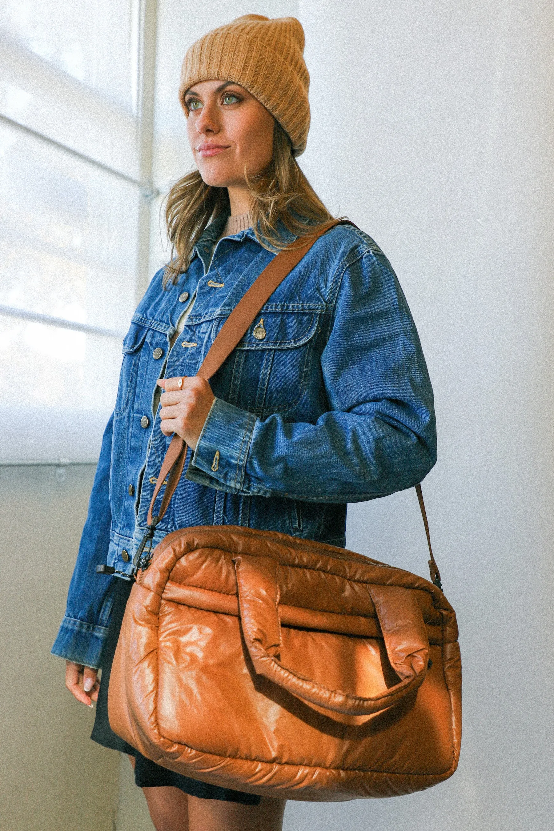 Caramel Puffy Duffel Bag