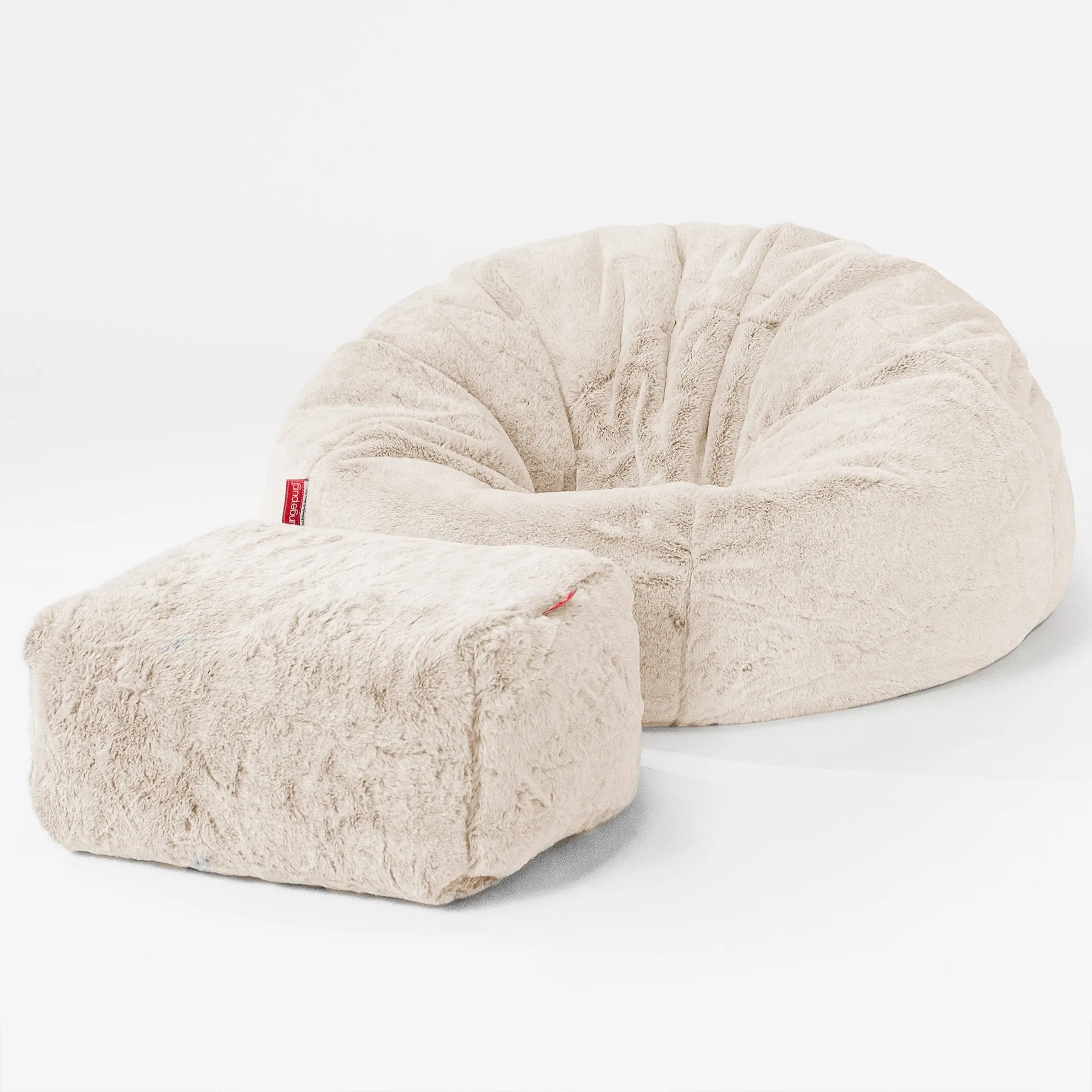 Classic Bean Bag Chair - Fluffy Faux Fur Rabbit White