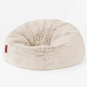 Classic Bean Bag Chair - Fluffy Faux Fur Rabbit White