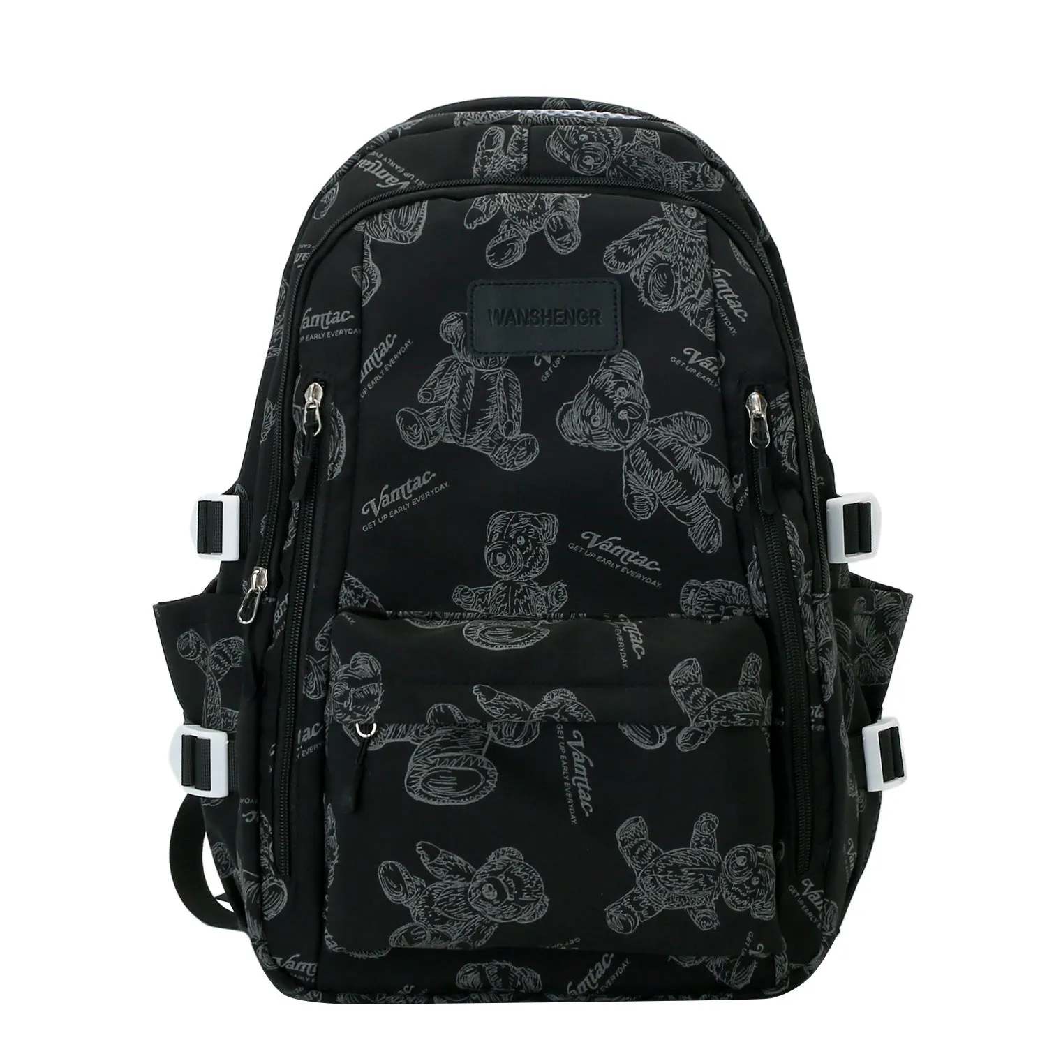 Cute Bears Print Backpack Fashion Versatile Large Capacity Travel Bags Women Junior High School Students Schoolbag Girls Campus Bag