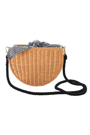 Dylan Wicker Crossbody, Black Stripe