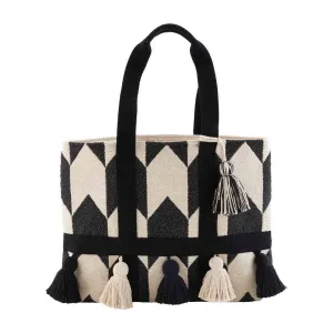 Handloom Tassel Black Tote