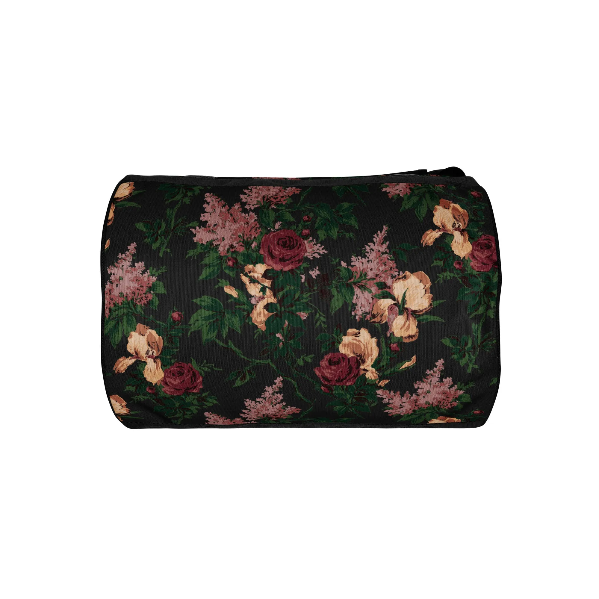 Hillary Overnighter Carry On Workout Duffle Bag in Dark Bella Roses Floral | Pinup Couture Relaxed