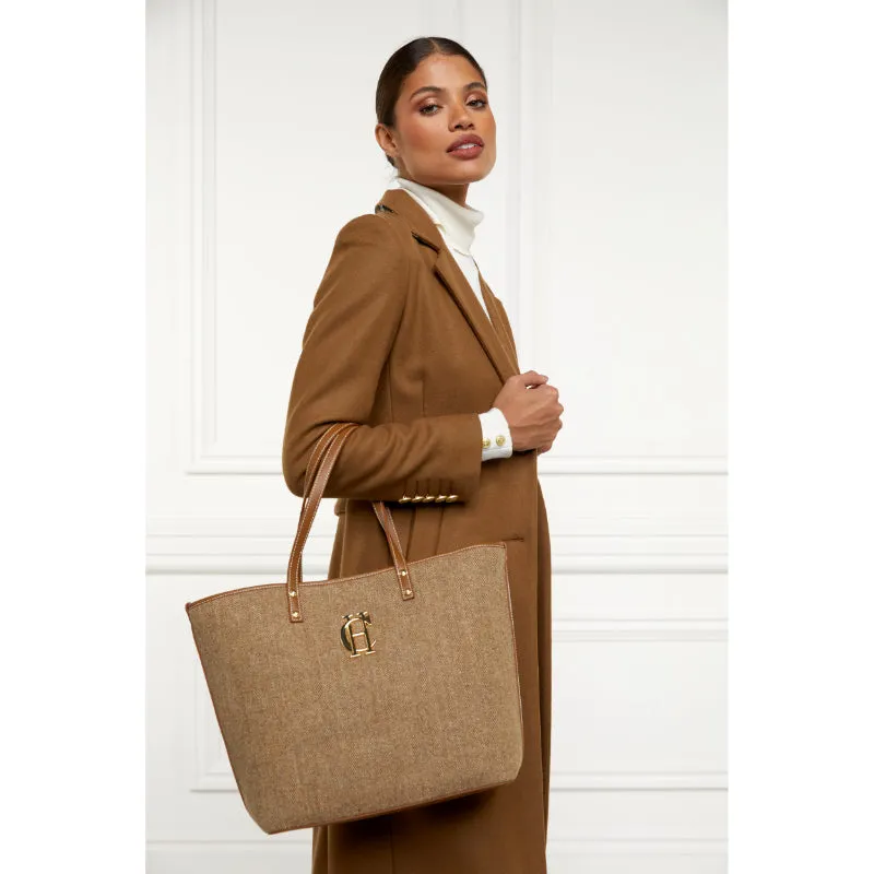 Holland Cooper Kensington Ladies Tote Bag - Tan Herringbone