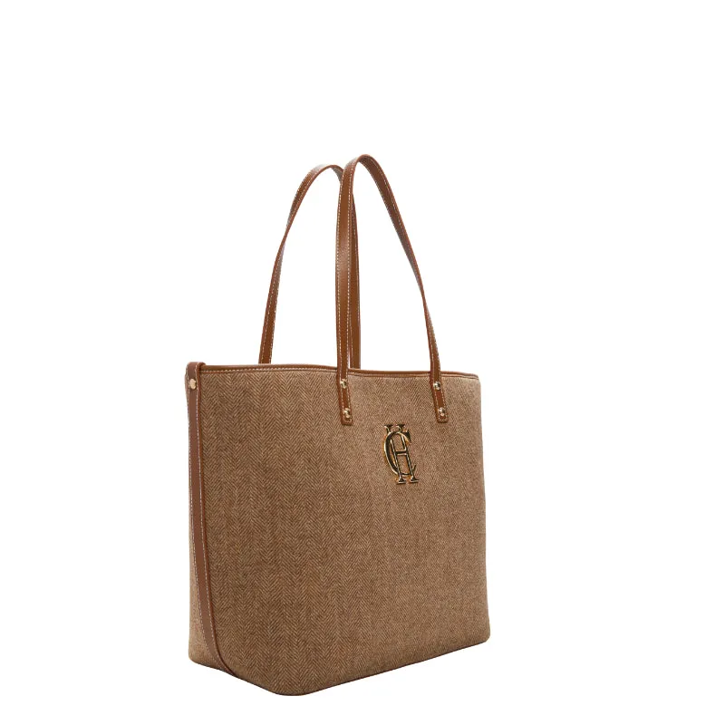 Holland Cooper Kensington Ladies Tote Bag - Tan Herringbone