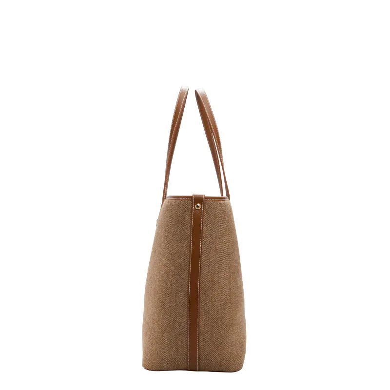 Holland Cooper Kensington Ladies Tote Bag - Tan Herringbone