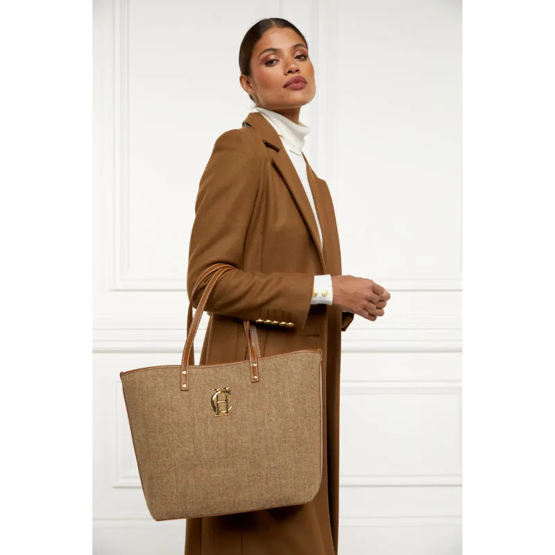 Holland Cooper Kensington Ladies Tote Bag - Tan Herringbone