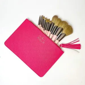 Hollis | Brush and Pouch Set in Hot Pink