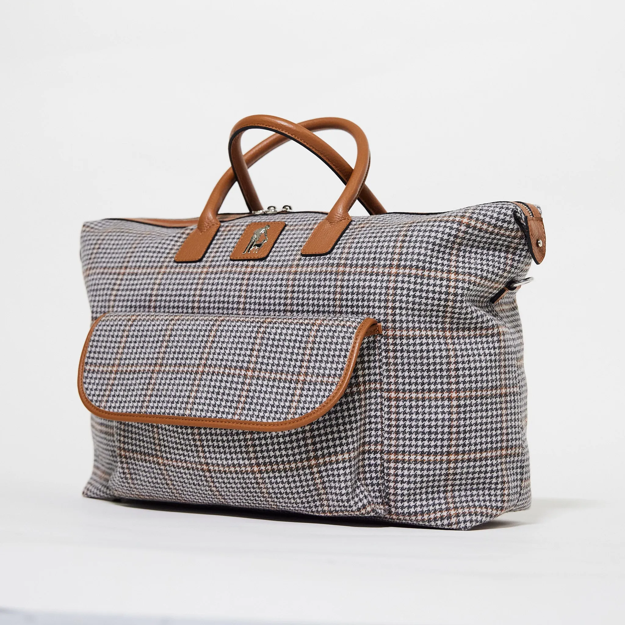 Houndstooth Wool Weekender Bag