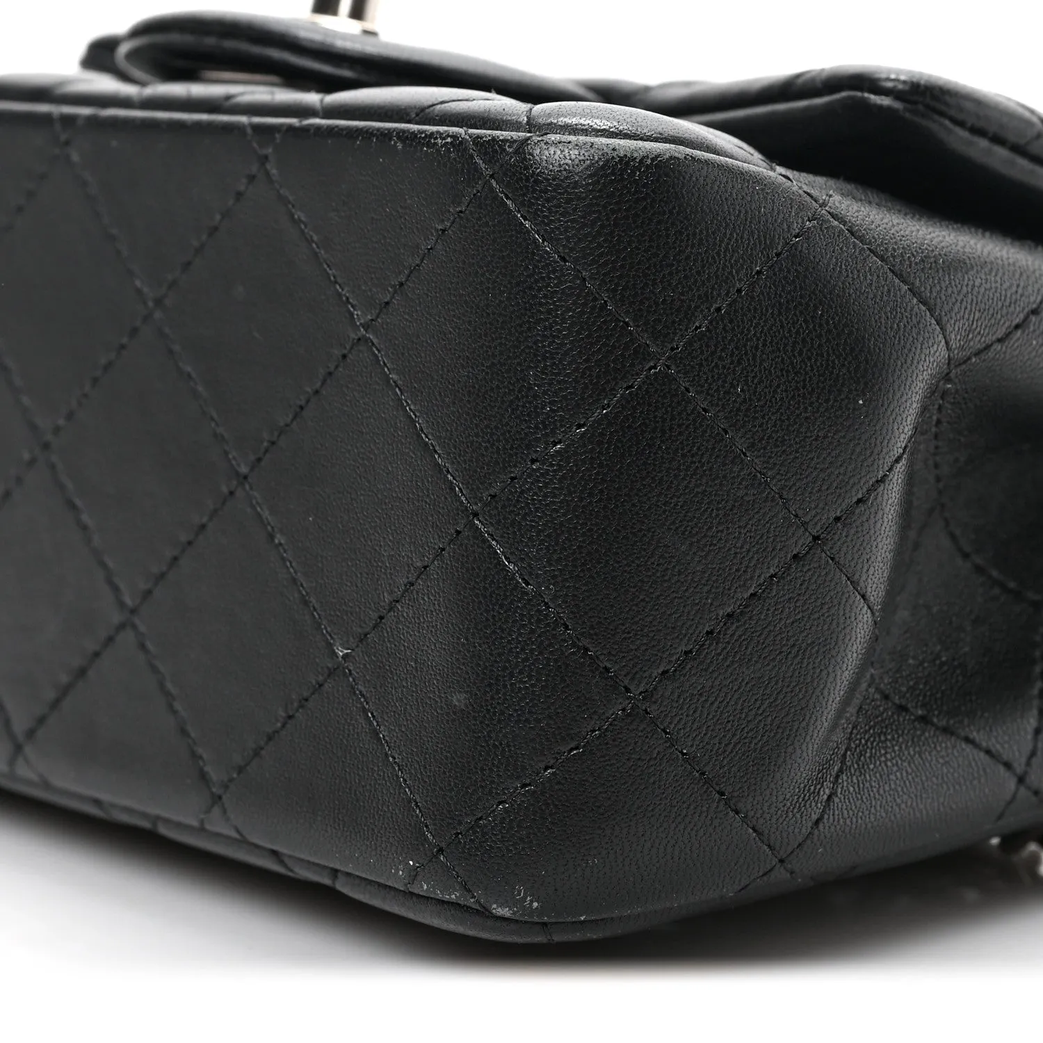 Lambskin Quilted Mini Square Flap Black