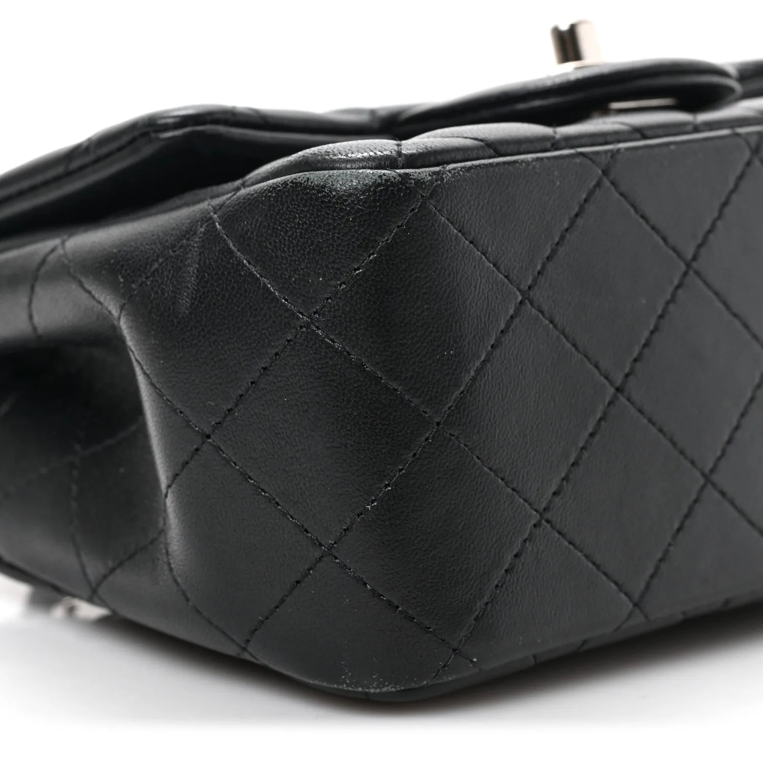 Lambskin Quilted Mini Square Flap Black