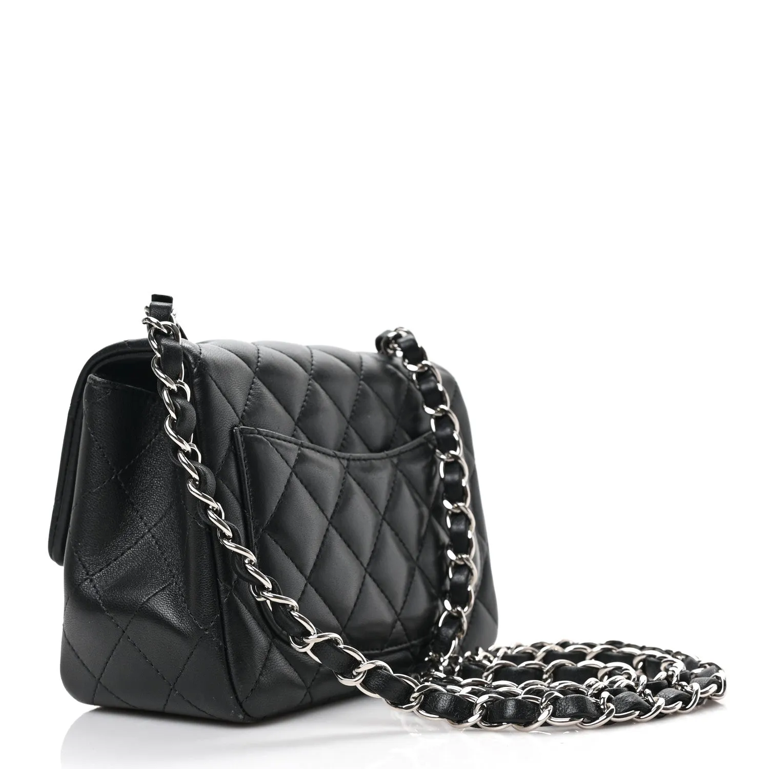 Lambskin Quilted Mini Square Flap Black