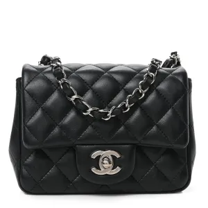 Lambskin Quilted Mini Square Flap Black