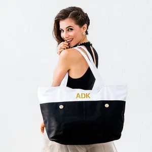 Large Black & White Canvas Tote Bag