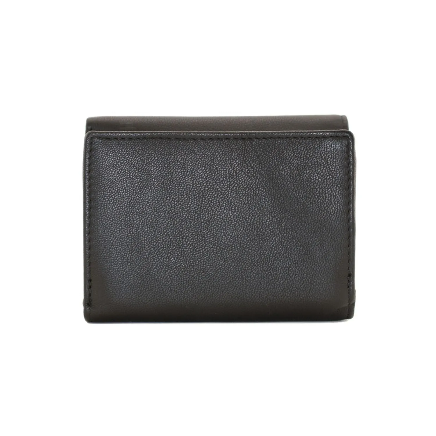 Mala Leather Black Blossom Tri Fold Purse