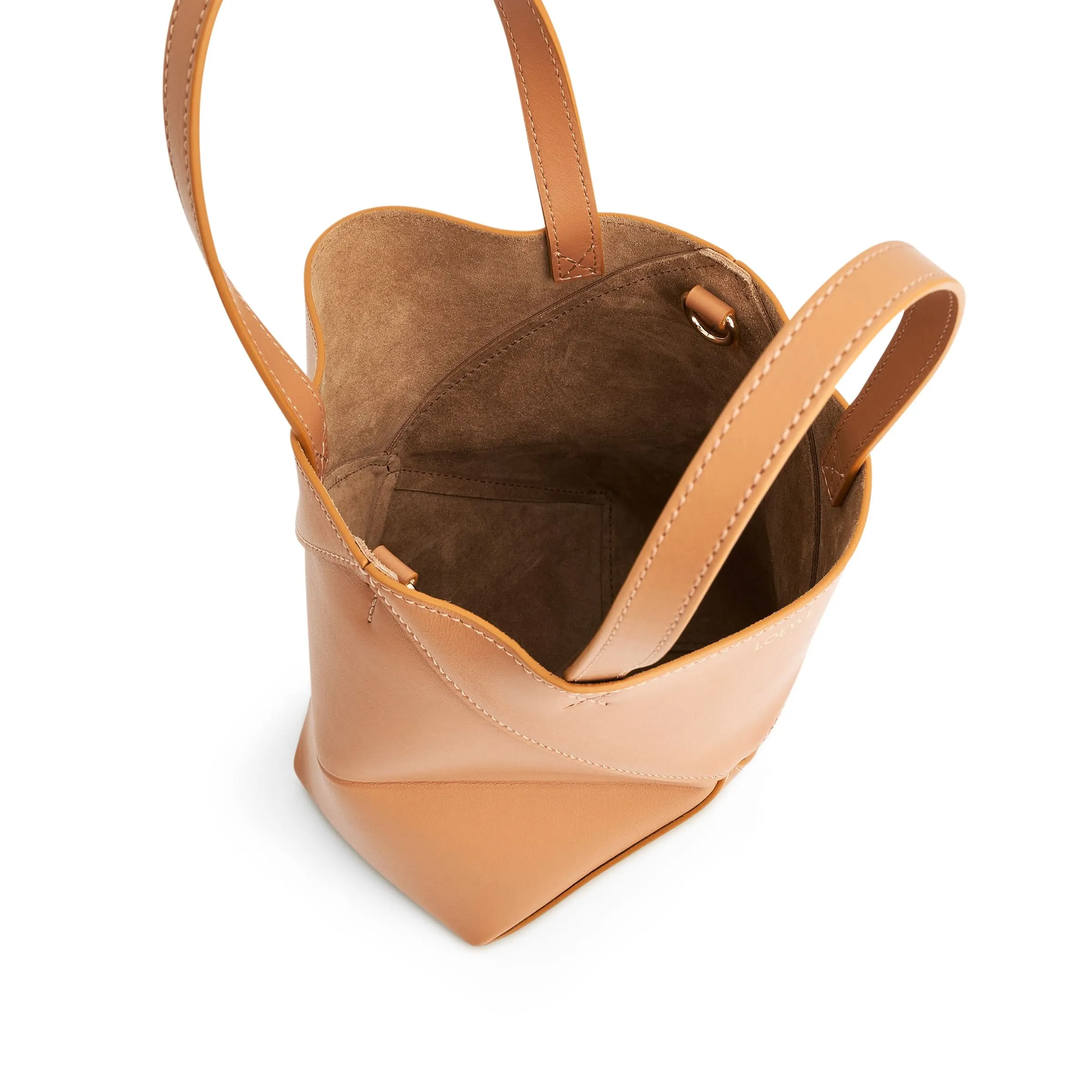 Mini Puzzle Fold Tote Bag in Calfskin in Warm Desert