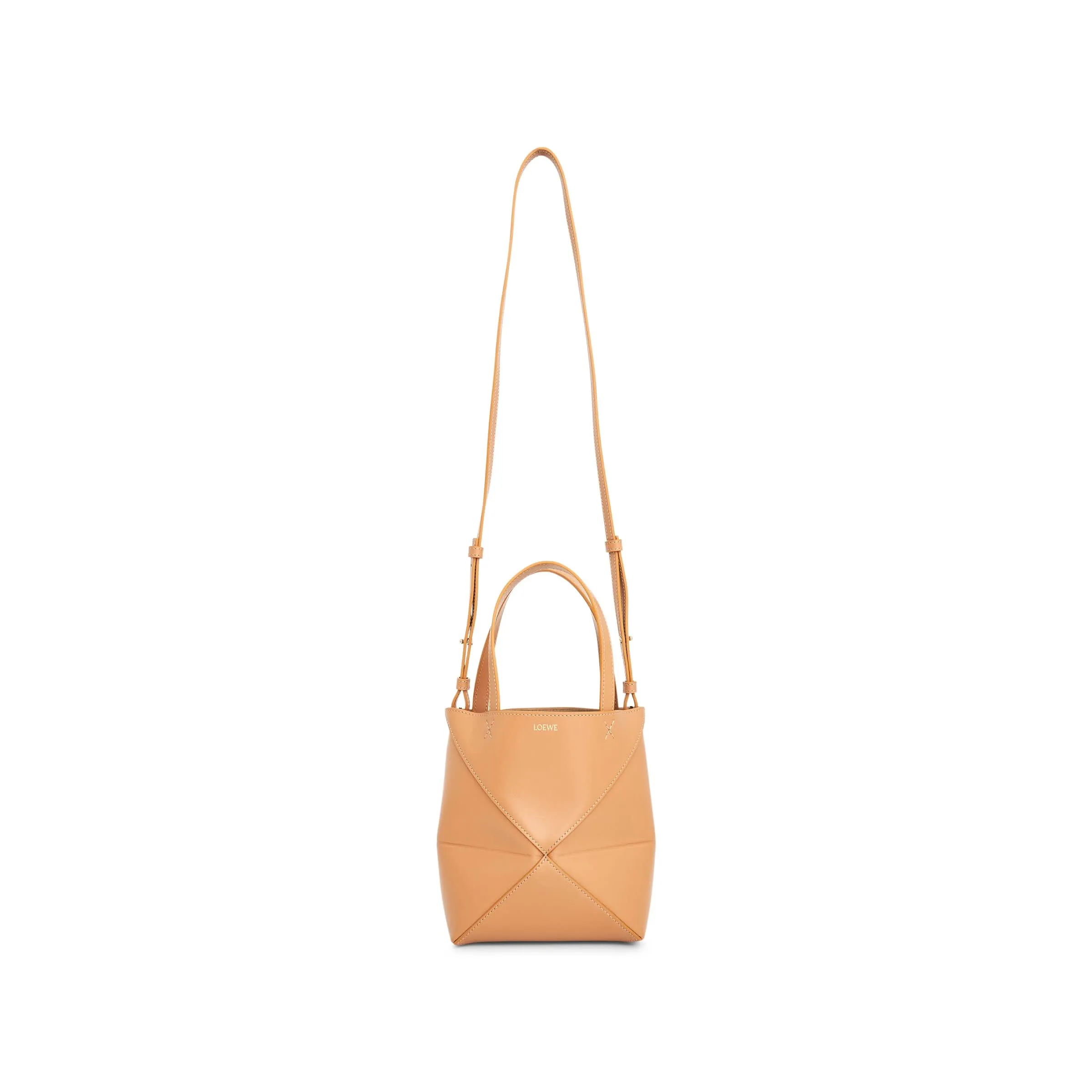 Mini Puzzle Fold Tote Bag in Calfskin in Warm Desert