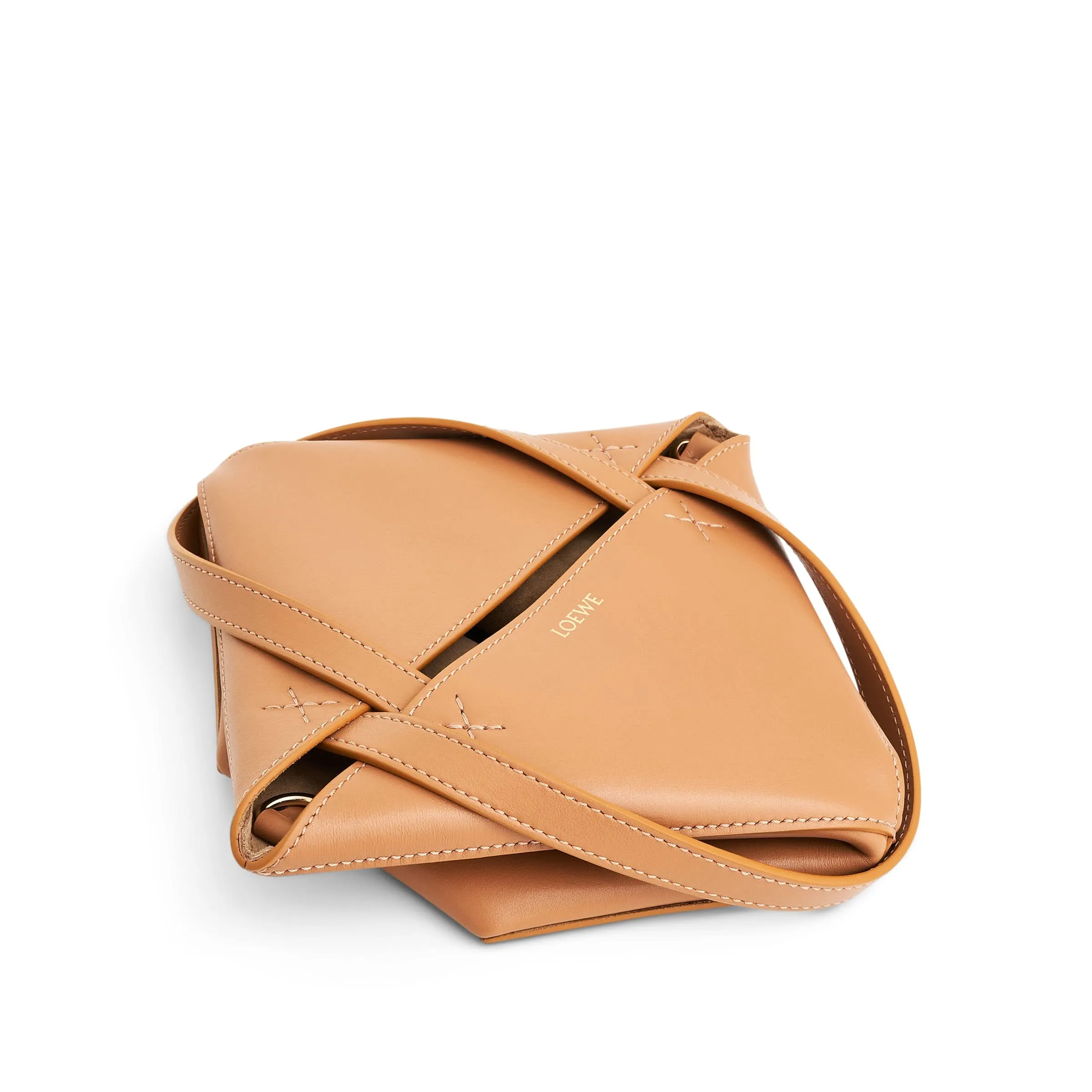 Mini Puzzle Fold Tote Bag in Calfskin in Warm Desert