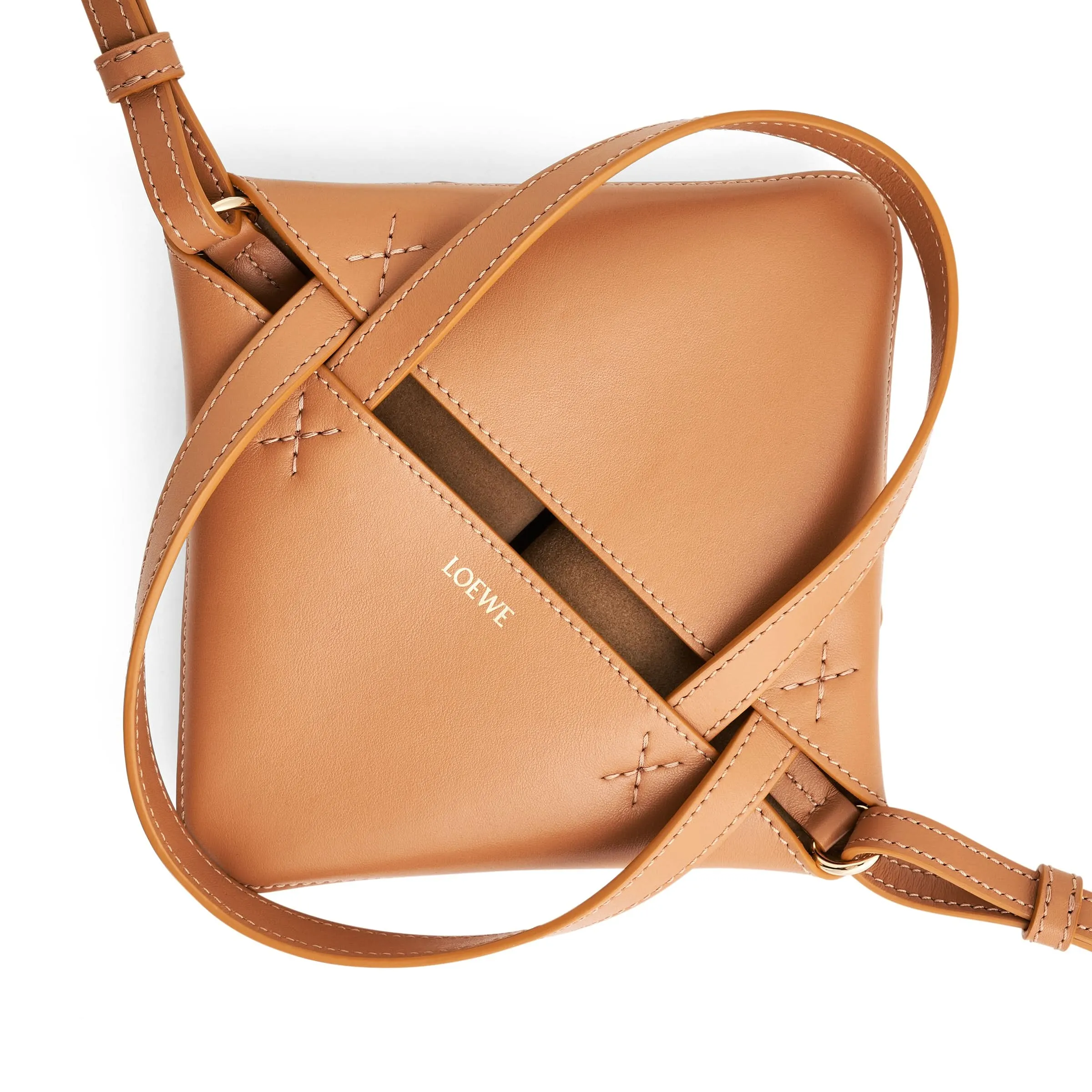 Mini Puzzle Fold Tote Bag in Calfskin in Warm Desert