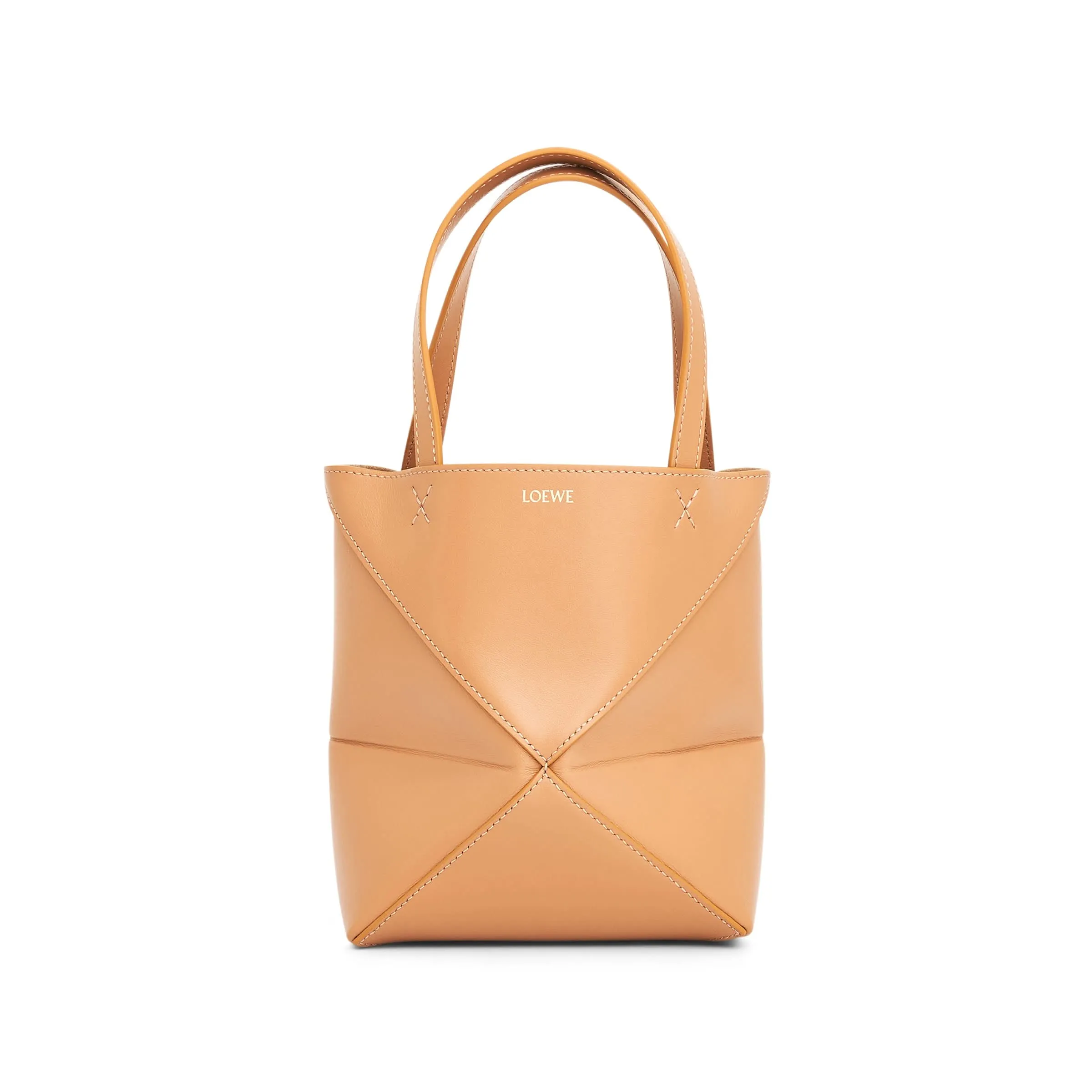 Mini Puzzle Fold Tote Bag in Calfskin in Warm Desert