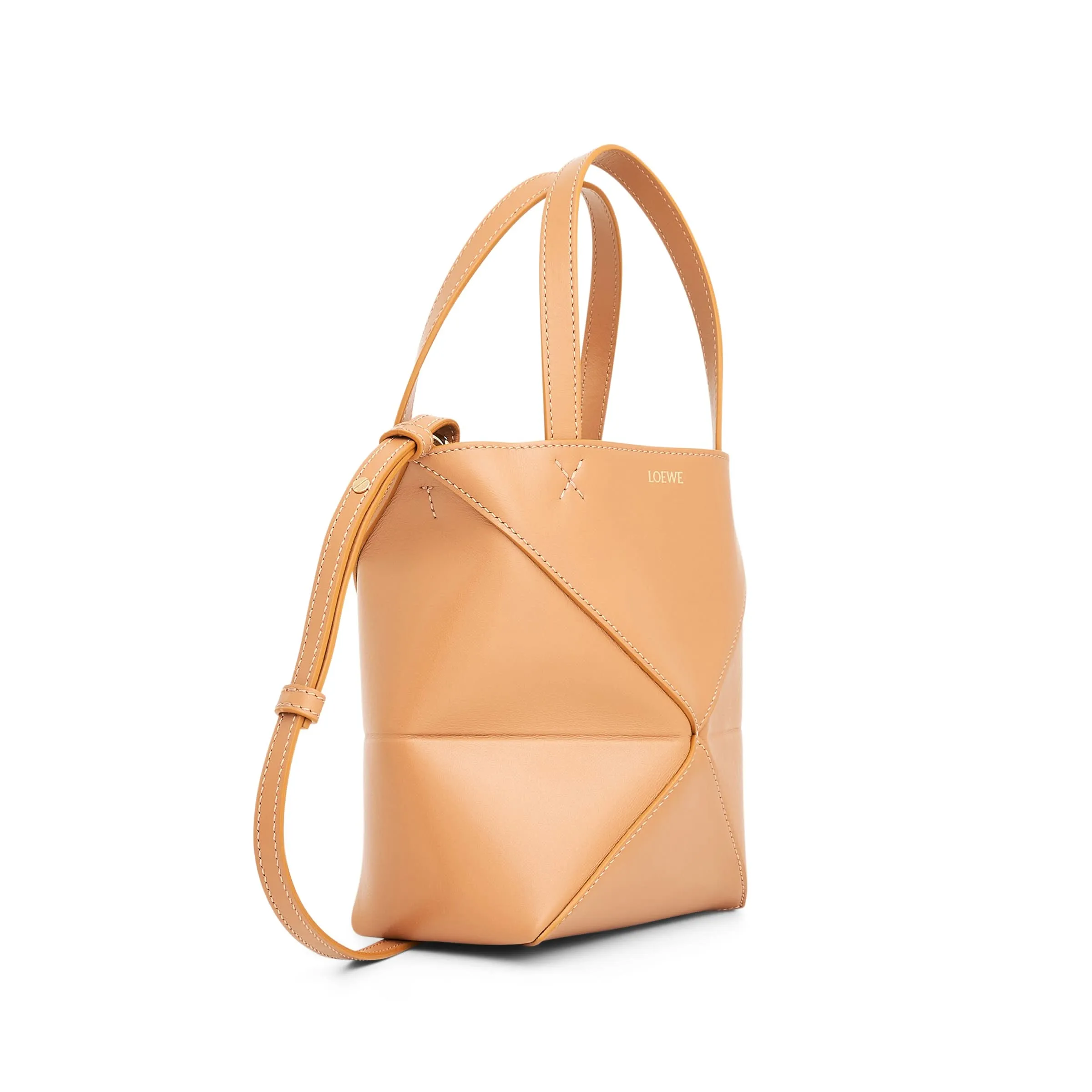 Mini Puzzle Fold Tote Bag in Calfskin in Warm Desert