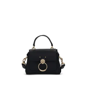 Mini Tess Day Bag in Grained & Shiny Calfskin in Black