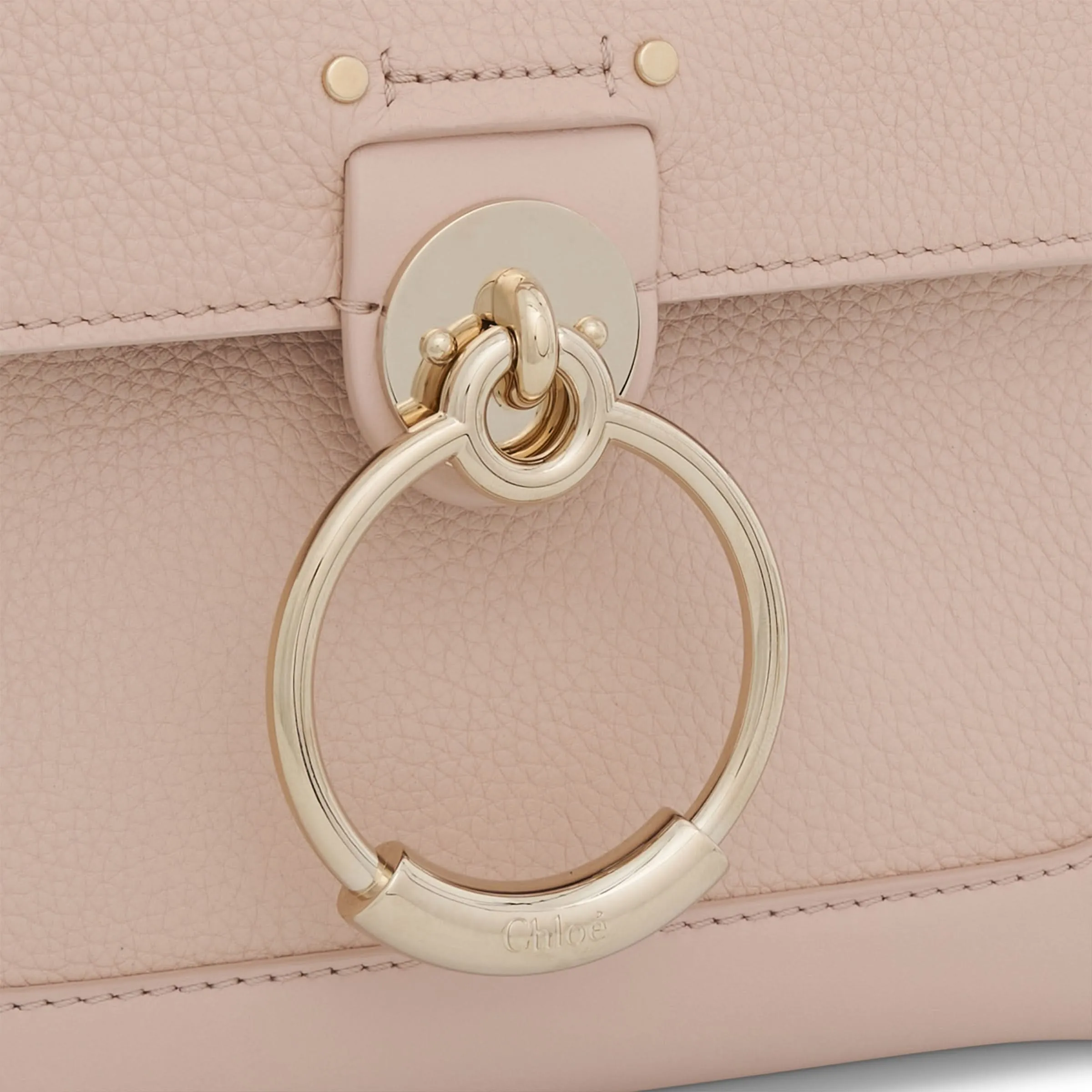 Mini Tess Day Bag in Grained & Shiny Calfskin in Cement Pink