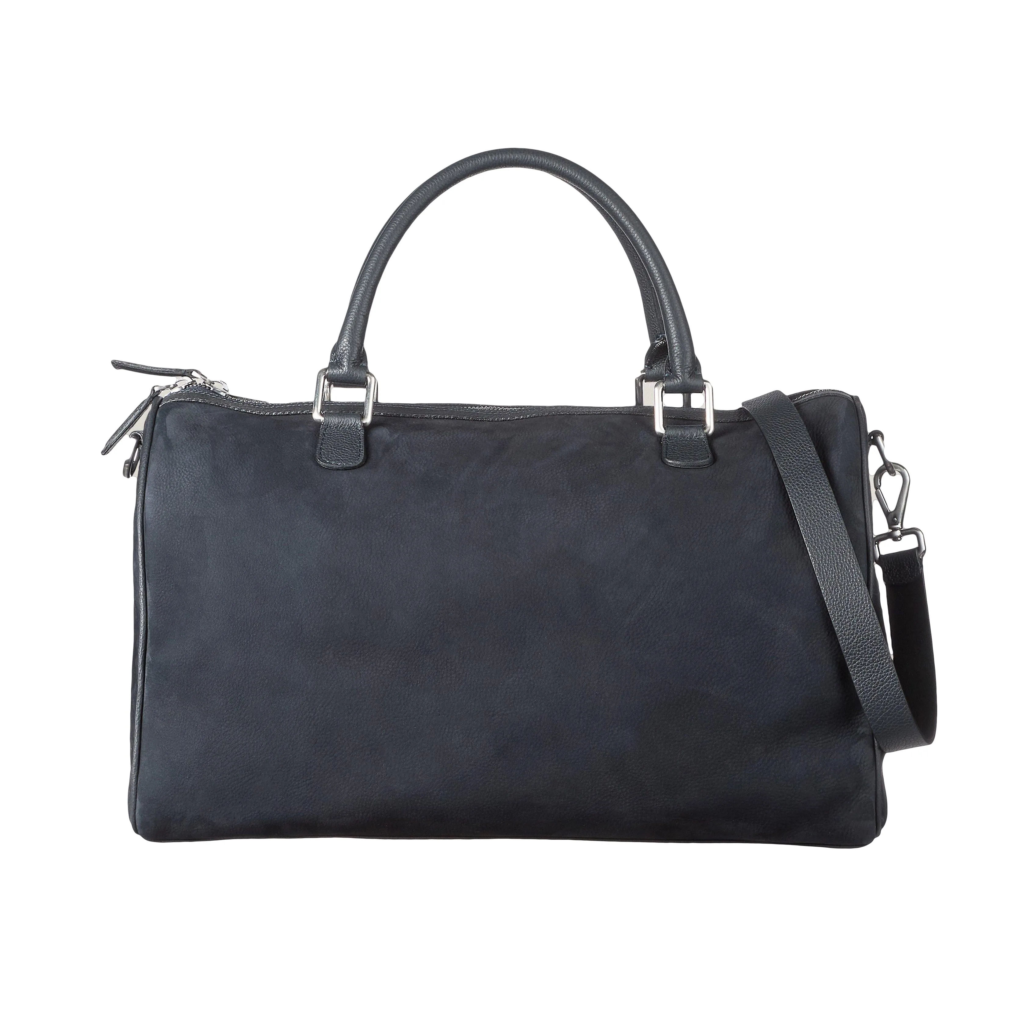 Navy Blue Nubuck Leather Boston Weekender Bag - Anderson's