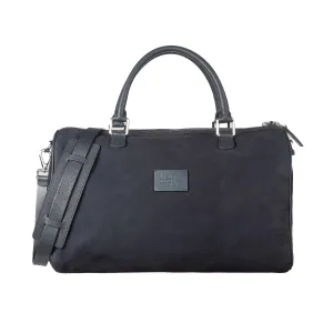 Navy Blue Nubuck Leather Boston Weekender Bag - Anderson's