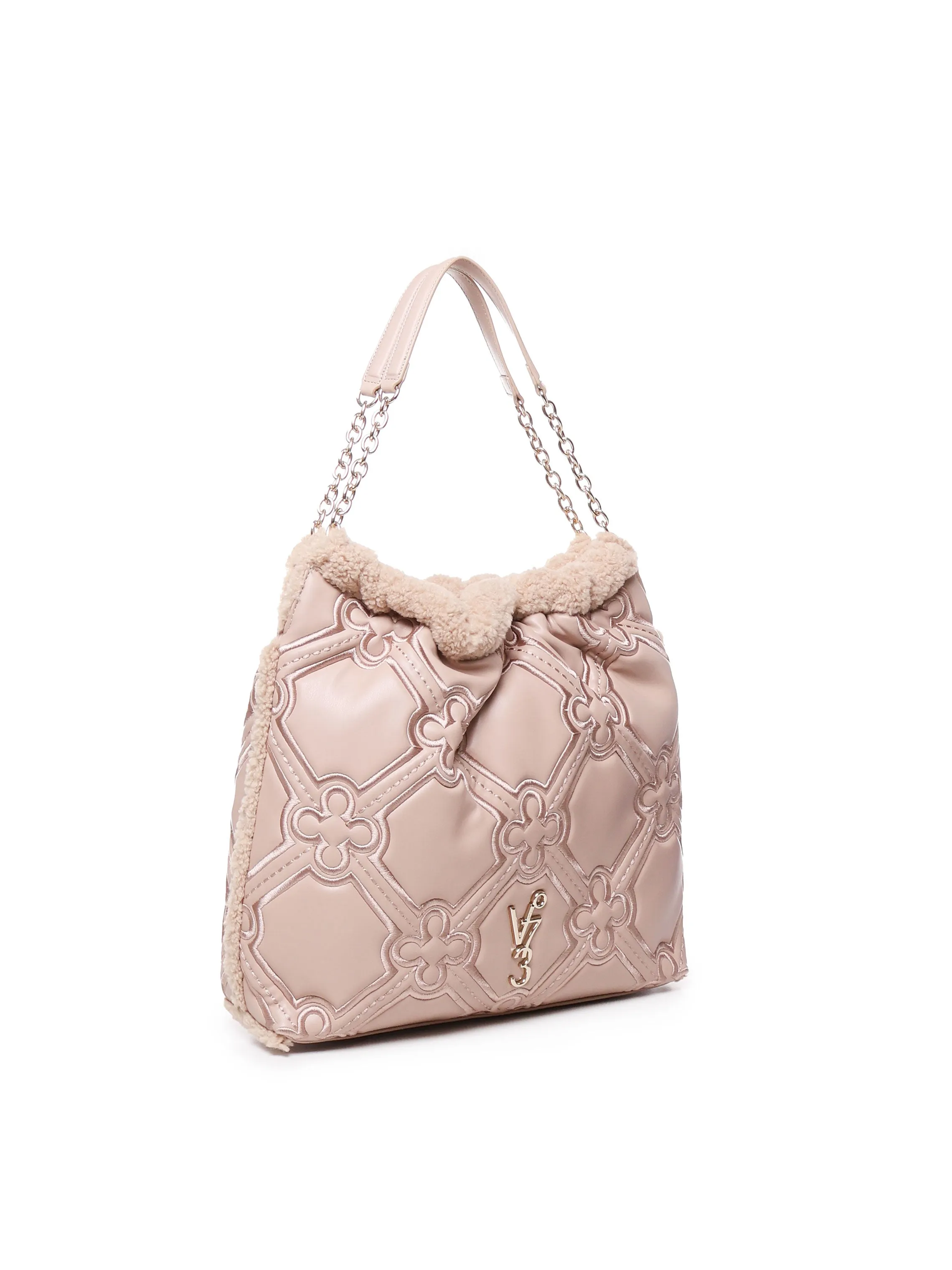 Nude Quilted Shoulder Shopping Bag