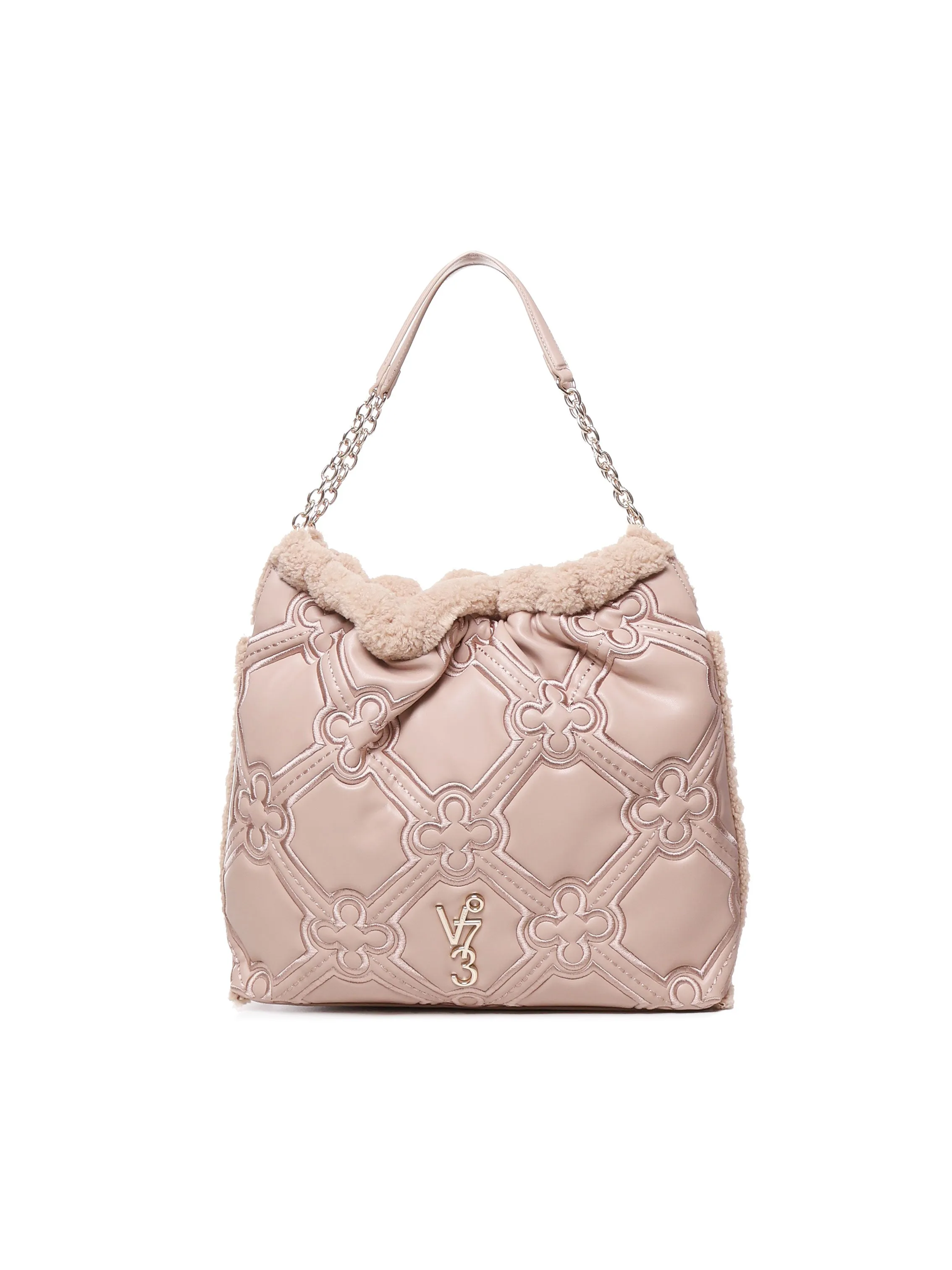 Nude Quilted Shoulder Shopping Bag