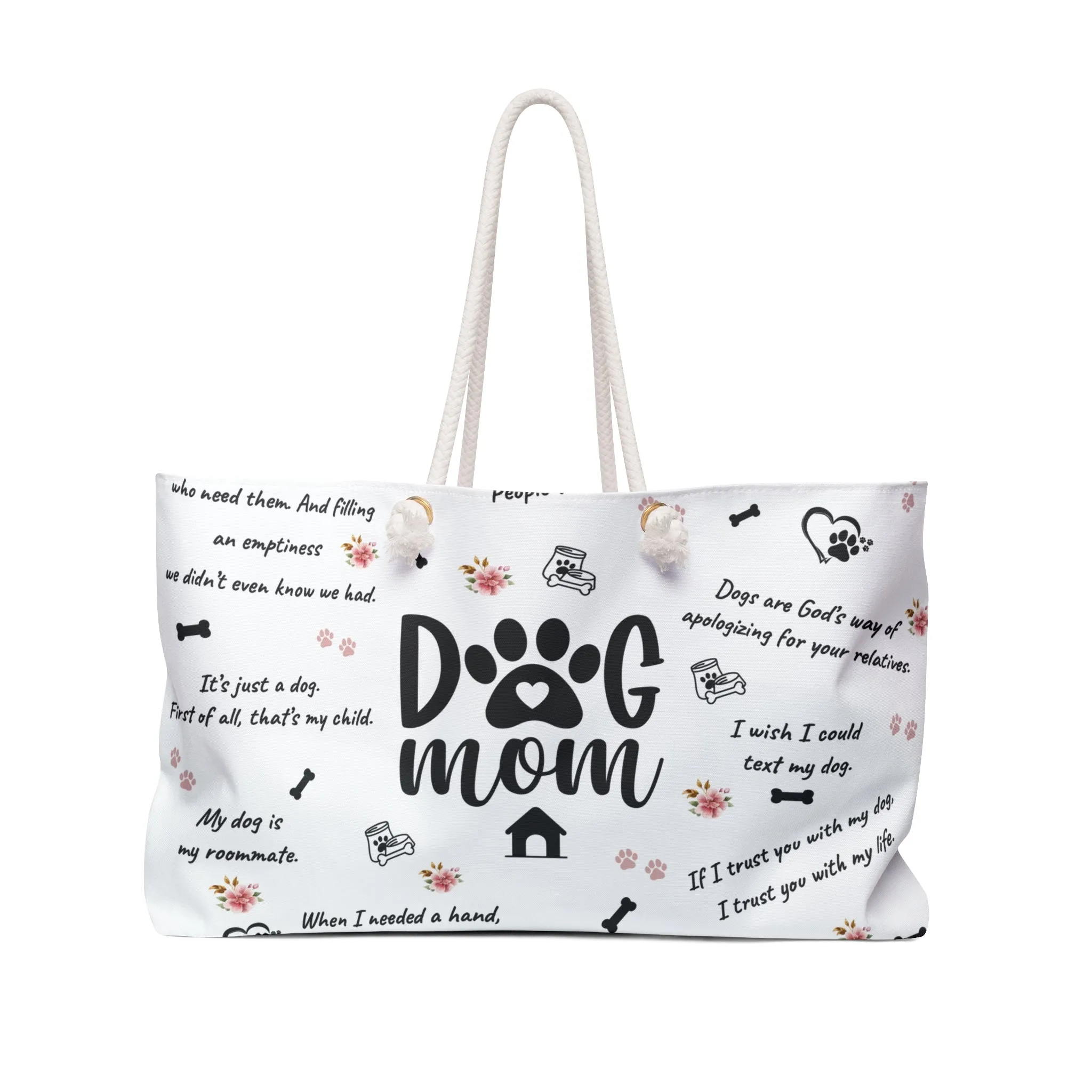 Personalised/Non-Personalised Weekender Bag, Dog Mom, Large Weekender Bag, Beach Bag, Book Bag