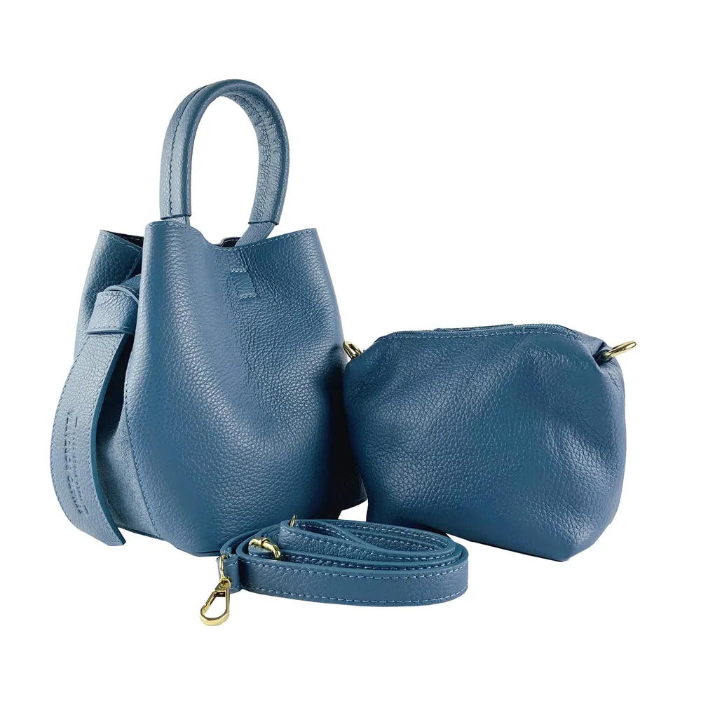 RB1006P | Women's Bucket Bag with Shoulder Bag in Genuine Leather