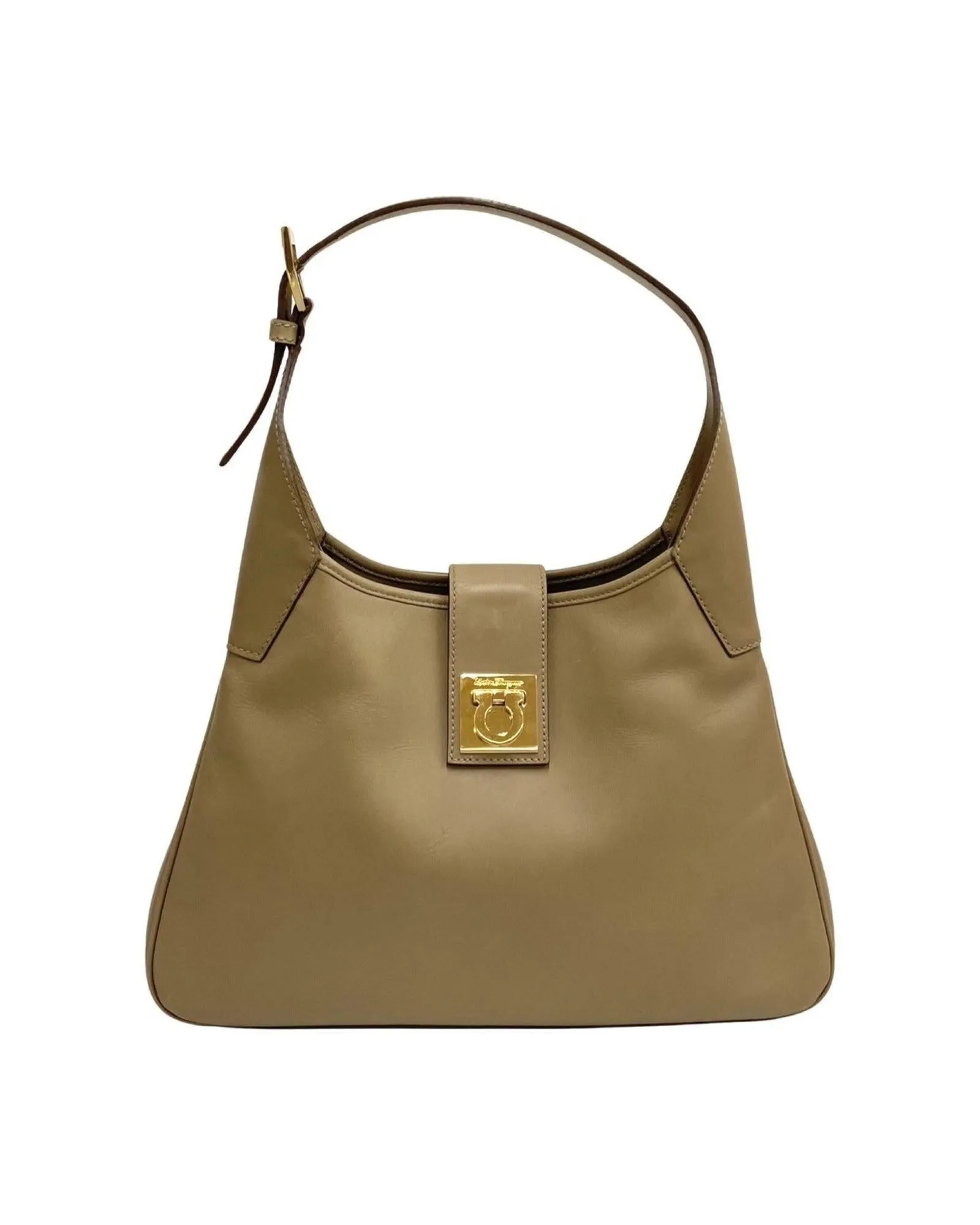 Salvatore Ferragamo Sofia Leather Shoulder Bag Beige