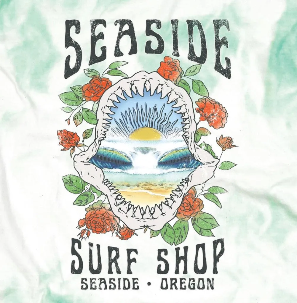 Seaside Surf Jaws Tie Dyed Tee - Sea Mist