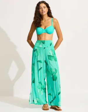 Secret Garden Shirred Wrap Beach Trouser - Jade