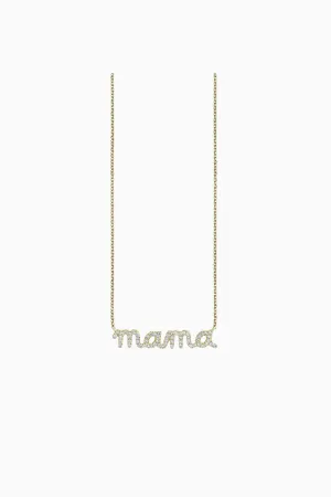 Sydney Evan Mama Script Necklace - Yellow Gold